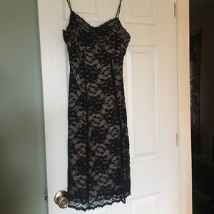 Black Nude Lace Strappy Slipdress